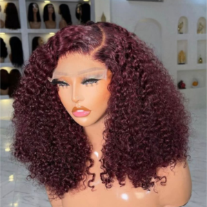 16 inches burgundy pixie 5by5 closure wig