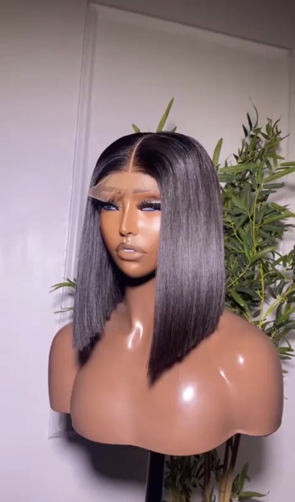 12 inches bonestraight closure wig