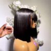 10 inches fringe bonestraight closure wig