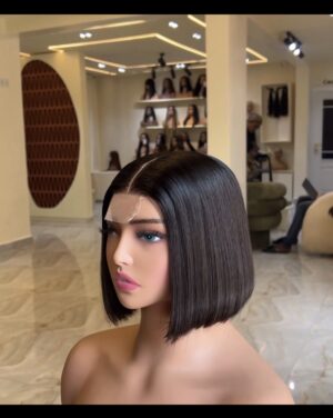 8 inches bonestraight closure wig
