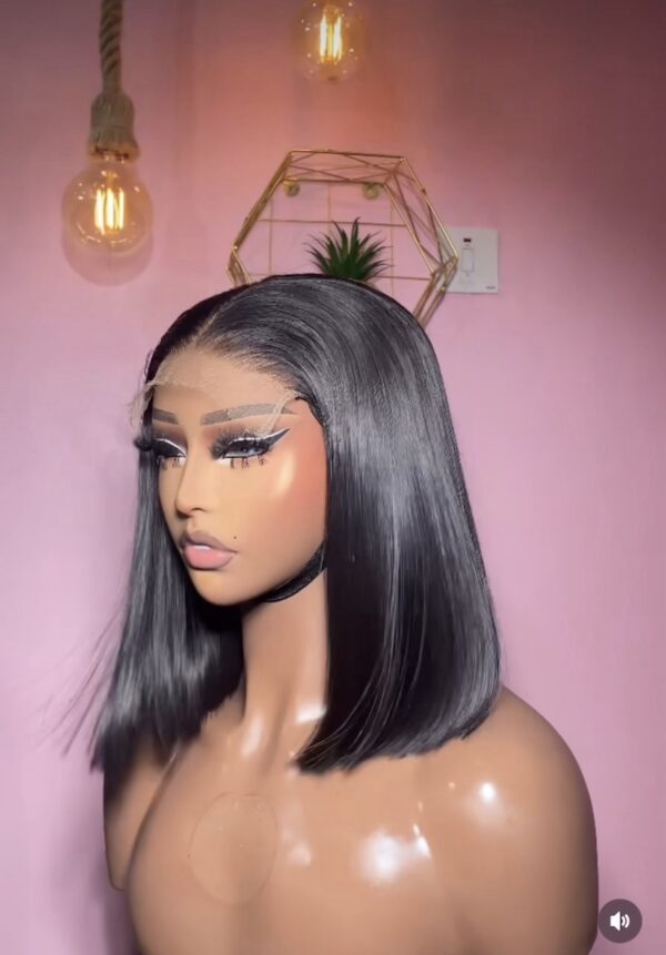 12 inches bonestraight closure wig