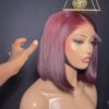 10 inches burgundy bonestraight 5by5 closure wig