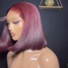 10 inches burgundy bonestraight 5by5 closure wig