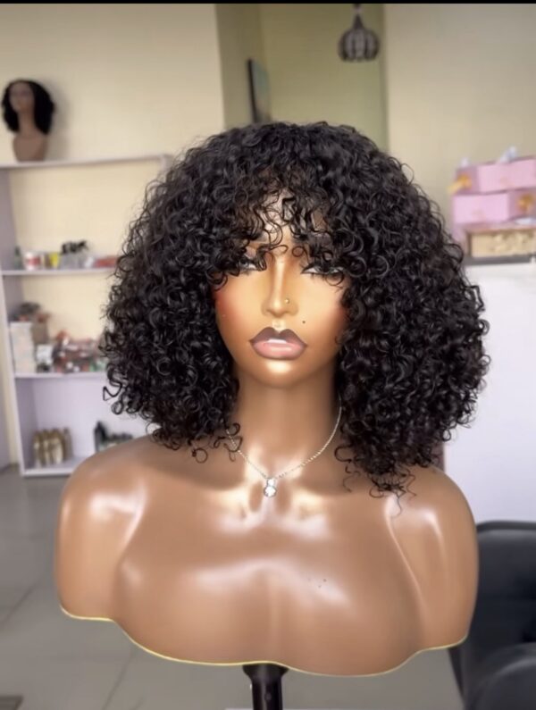 12 inches pixie curl fringe wig