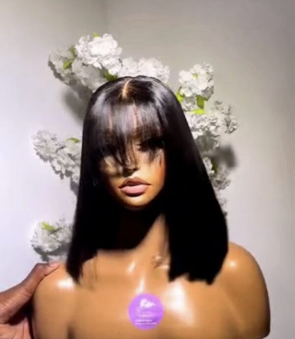 10 inches fringe bonestraight closure wig