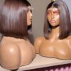 10 inches brown bonestraight closure wig