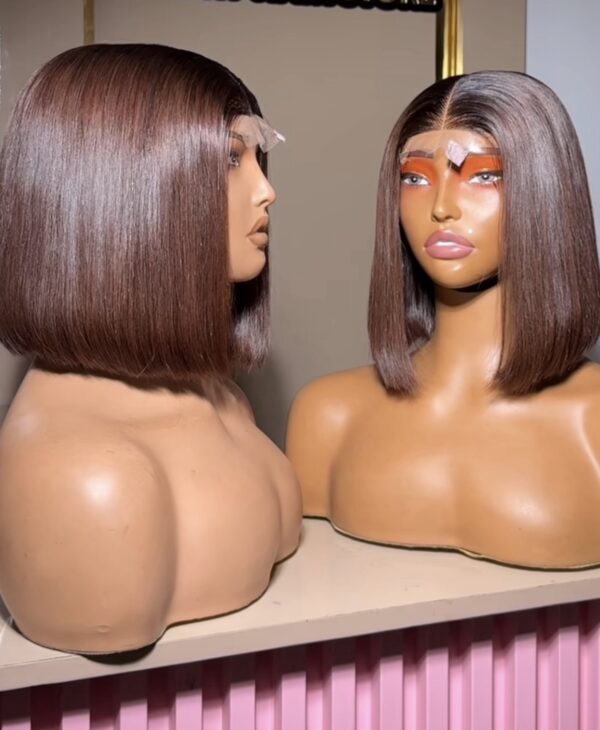 10 inches brown bonestraight closure wig