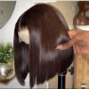 10 inches brown bonestraight closure wig