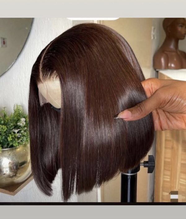 10 inches brown bonestraight closure wig